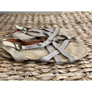 Lanvin Women's Criss-Cross Strappy Sandal Fabric Straps Gray‎ Size 40 Classic